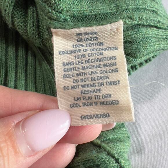 ✨AMERICAN EAGLE Green Cable Knit V-Neck Sweater Women L Long Sleeve Ribbed Cuffs - Picture 6 of 7